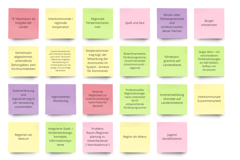 Wichtige Erfolgsfaktoren; Workshop "Nutzung vorhandener Flächenpotentiale – Innenentwicklung regional denken“ 